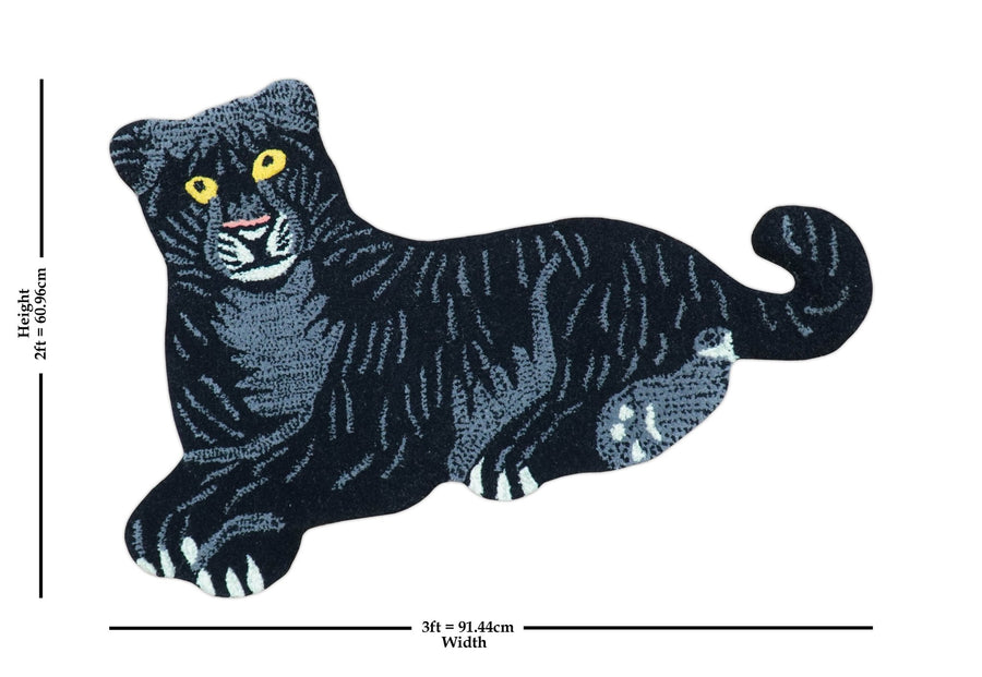Hand Tufted 2x3 Animal Black Panther Wool Area Rug - The Rug Decor
