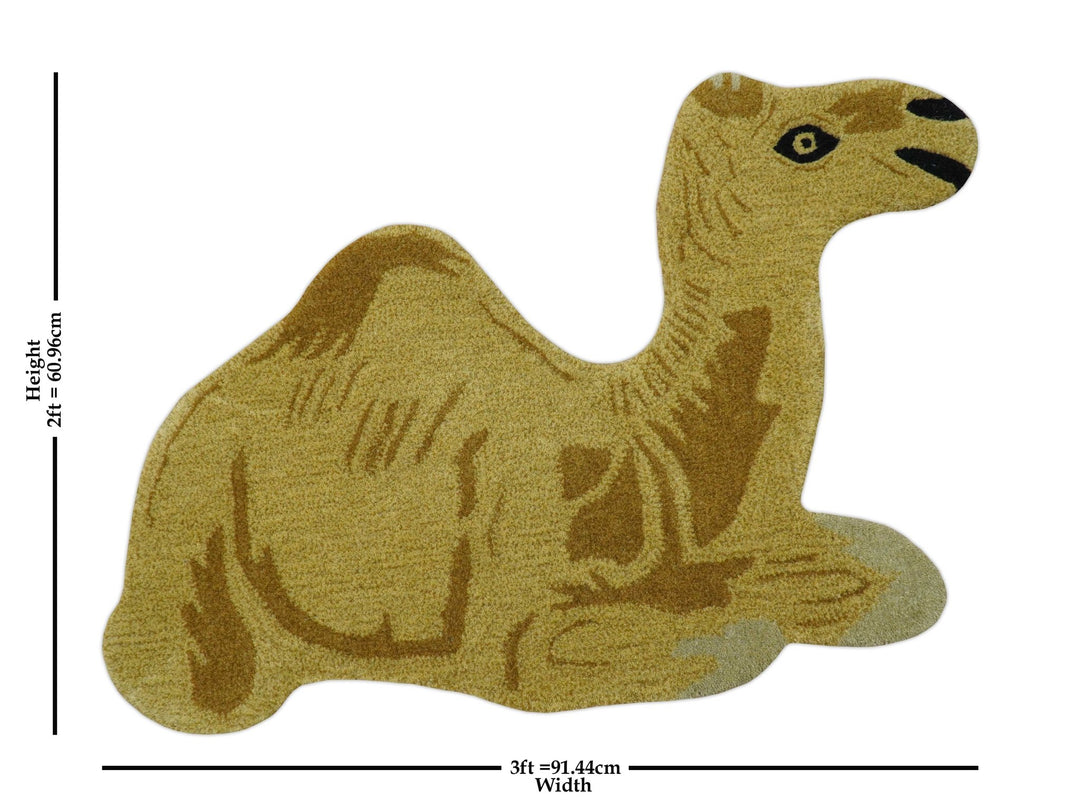 Hand Tufted 2x3 Animal Camel Wool Area Rug - The Rug Decor