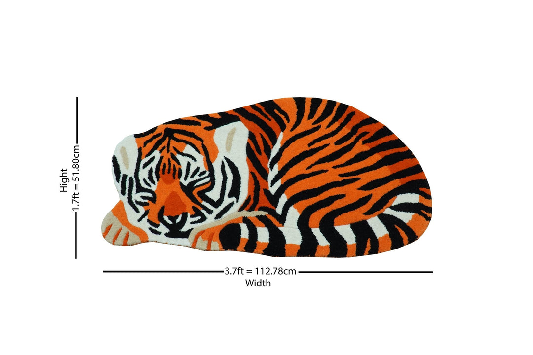Hand Tufted 2x3 Animal Rust Baby Tiger Wool Area Rug - The Rug Decor