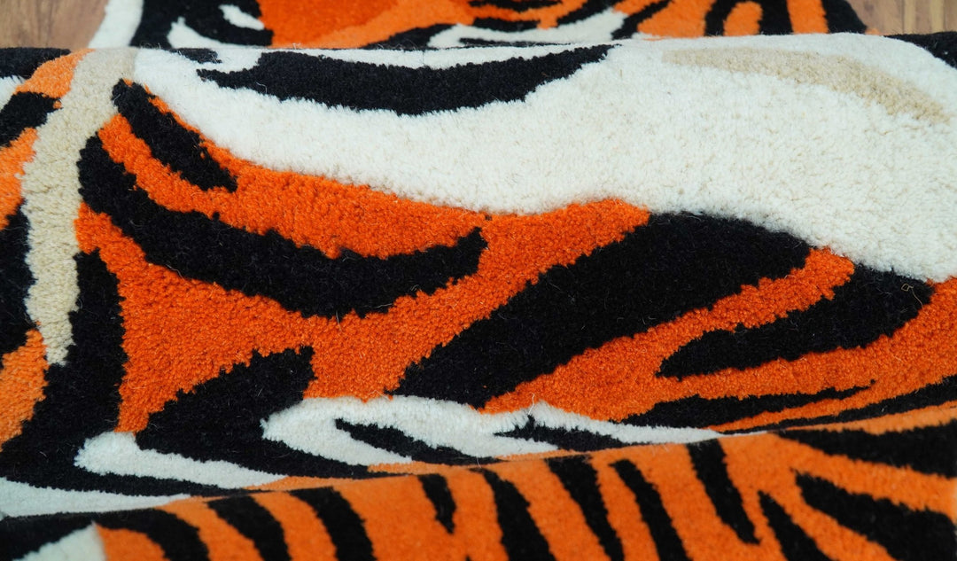 Rust Tiger Rug Skin Hand Tufted 2x3 Animal Rust Baby Tiger Wool Area Rug – The Rug Decor