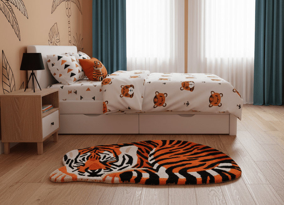 Hand Tufted 2x3 Animal Rust Baby Tiger Wool Area Rug - The Rug Decor