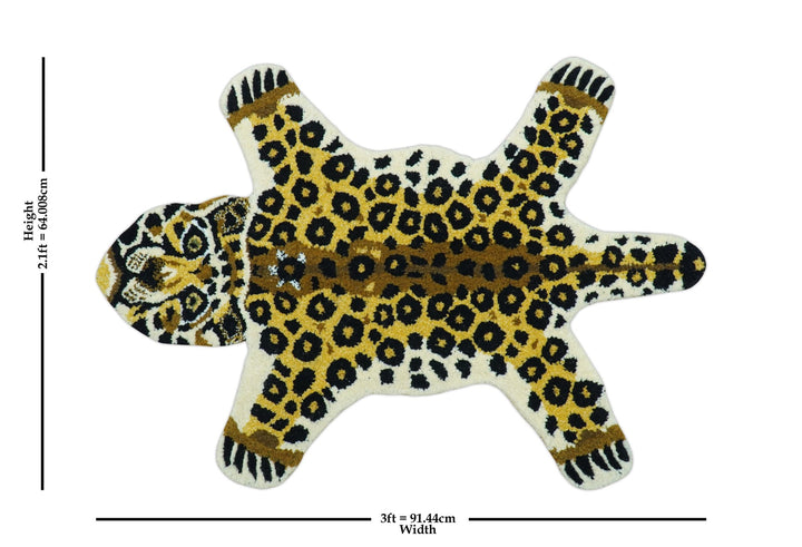 Hand Tufted 2x3 Gold Animal Leopard Wool Area Rug - The Rug Decor