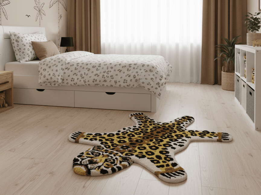 Hand Tufted 2x3 Gold Animal Leopard Wool Area Rug - The Rug Decor