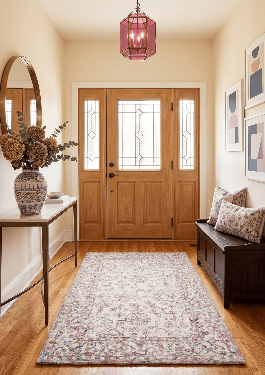 Hand Tufted 5x8 Pink and Beige Wool Textured Loop Area Rug - The Rug Decor
