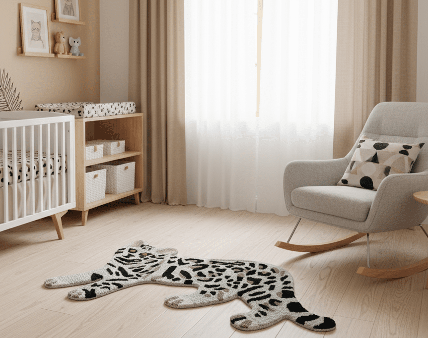 Hand Tufted Animal Cat White And Black 2x3 Wool Area Rug - The Rug Decor