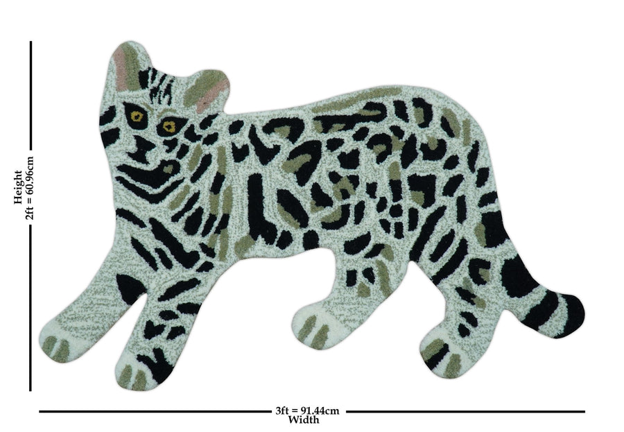 Hand Tufted Animal Cat White And Black 2x3 Wool Area Rug - The Rug Decor