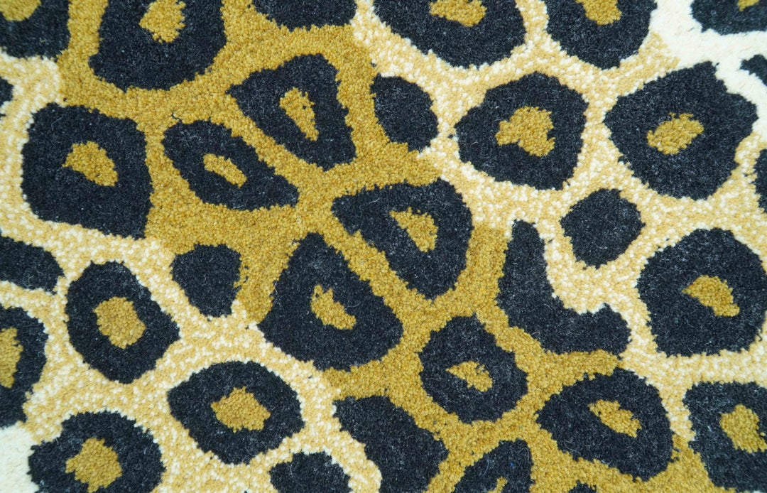 Hand Tufted Animal Leopard Gold And Black 3x5 Wool Area Rug - The Rug Decor