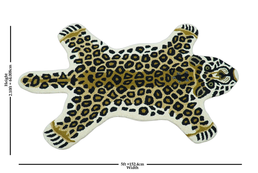 Hand Tufted Animal Leopard Gold And Black 3x5 Wool Area Rug - The Rug Decor