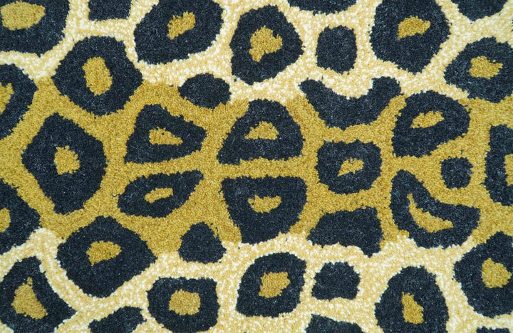 Hand Tufted Animal Leopard Gold And Black 3x5 Wool Area Rug - The Rug Decor