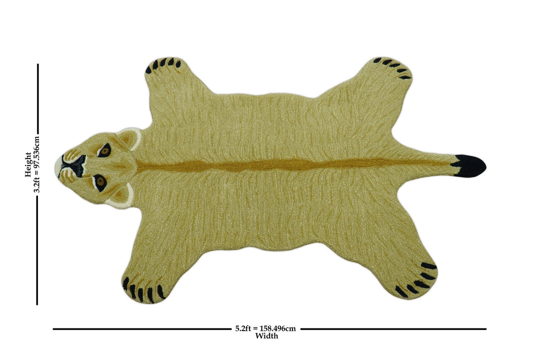 Hand Tufted Animal Lion Black 3x5 Wool Area Rug - The Rug Decor