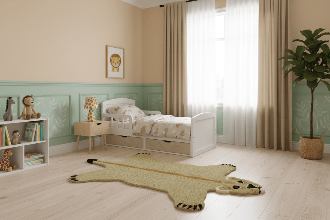 Hand Tufted Animal Lion Black 3x5 Wool Area Rug - The Rug Decor