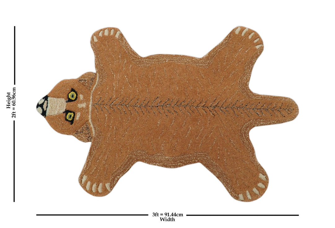 Hand Tufted Animal Lion Brown 2x3 Wool Area Rug - The Rug Decor
