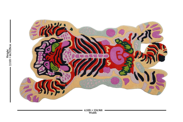 Hand Tufted Animal Tiger Black 3x5 Wool Area Rug - The Rug Decor