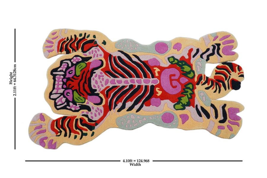 Hand Tufted Animal Tiger Black 3x5 Wool Area Rug - The Rug Decor