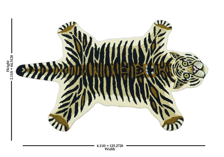 Hand Tufted Animal Tiger Black 3x5 Wool Area Rug - The Rug Decor