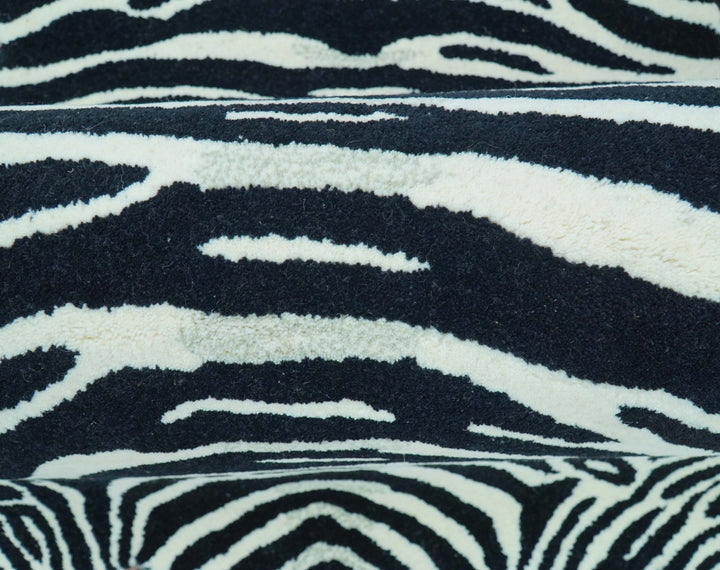 Hand Tufted Animal Zebra Black 3x5 Wool Area Rug - The Rug Decor