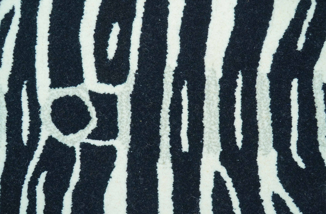 Hand Tufted Animal Zebra Black 3x5 Wool Area Rug - The Rug Decor