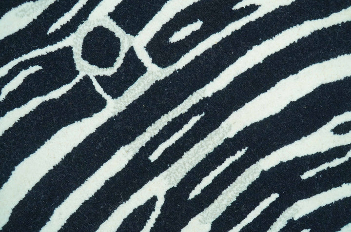 Hand Tufted Animal Zebra Black 3x5 Wool Area Rug - The Rug Decor