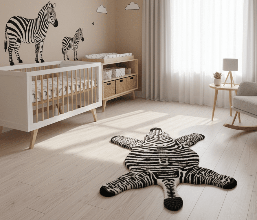 Hand Tufted Animal Zebra Black 3x5 Wool Area Rug - The Rug Decor