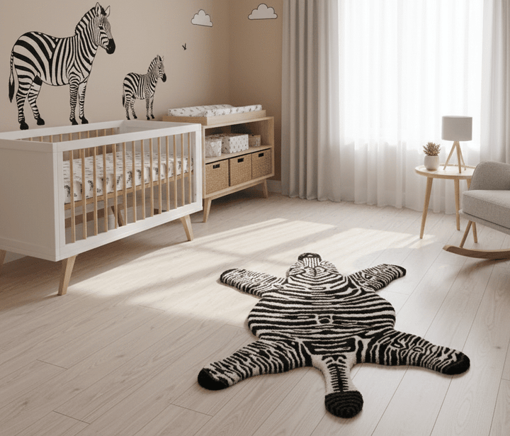 Hand Tufted Animal Zebra Black 3x5 Wool Area Rug - The Rug Decor