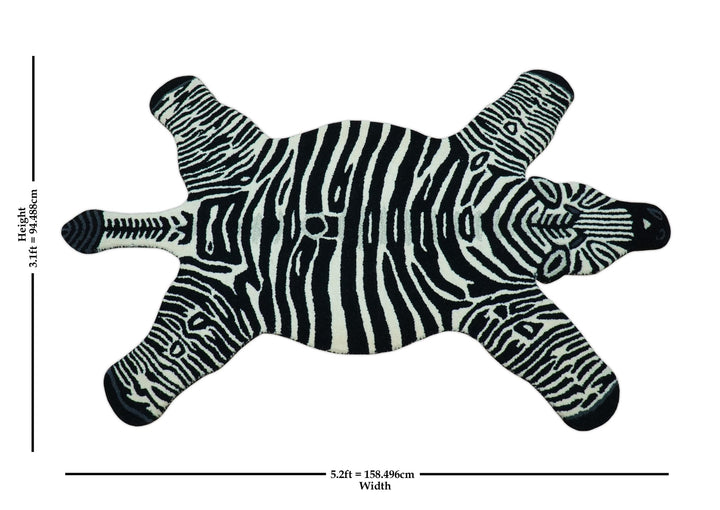 Hand Tufted Animal Zebra Black 3x5 Wool Area Rug - The Rug Decor