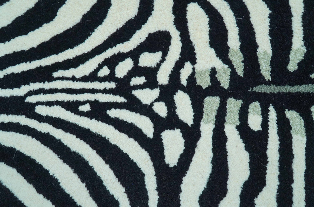 Hand Tufted Animal Zebra White And Black 3x5 Wool Area Rug - The Rug Decor