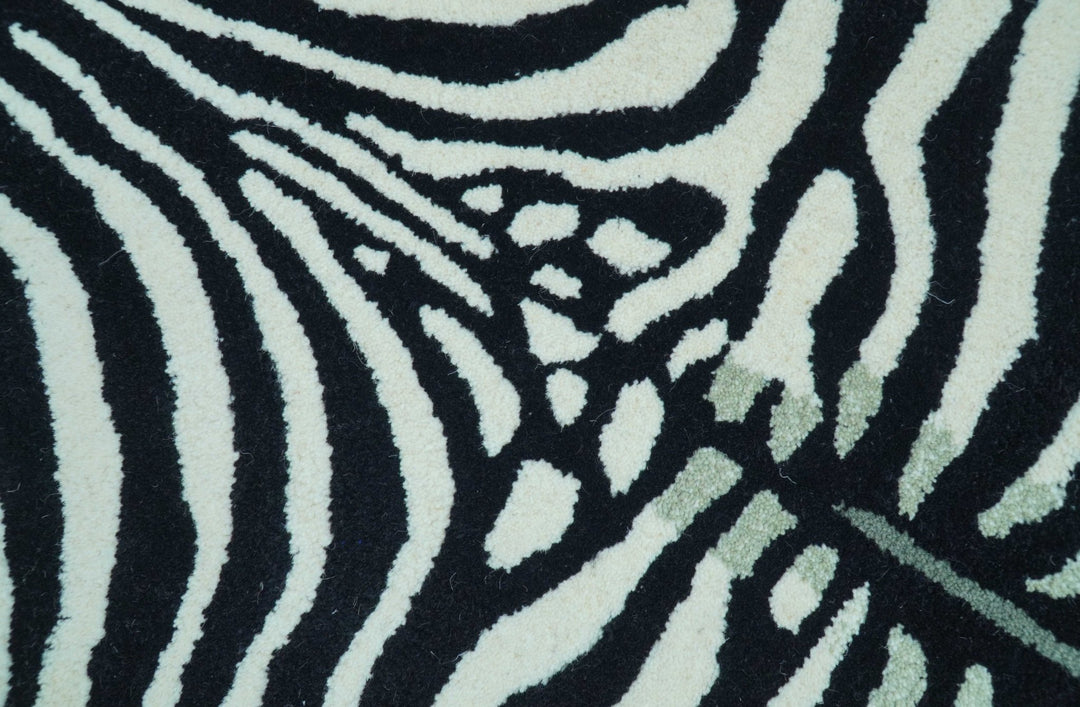Hand Tufted Animal Zebra White And Black 3x5 Wool Area Rug - The Rug Decor
