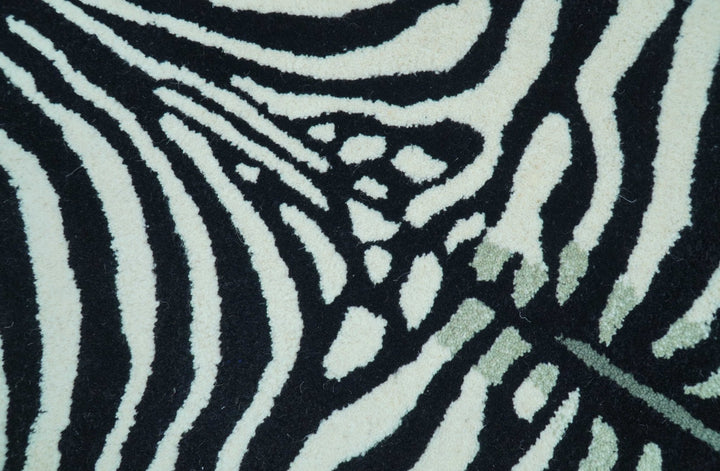 Hand Tufted Animal Zebra White And Black 3x5 Wool Area Rug - The Rug Decor