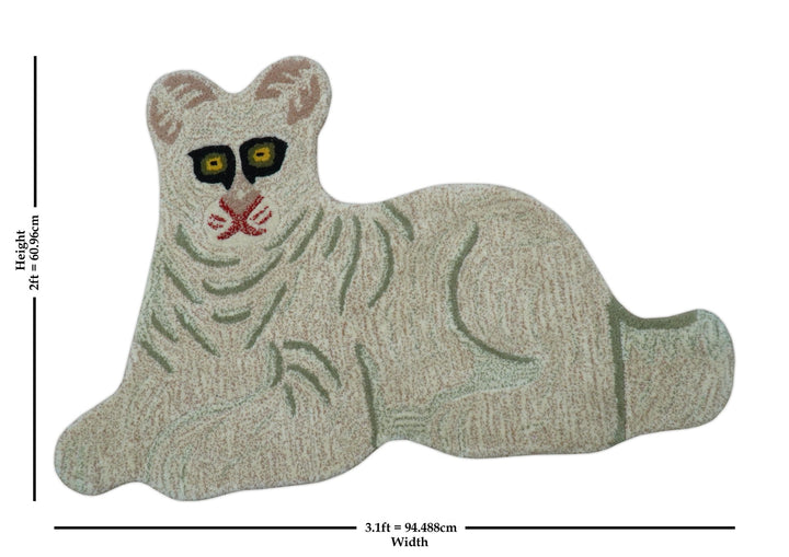 Hand Tufted Beige Animal Tiger 2x3 Wool Area Rug - The Rug Decor