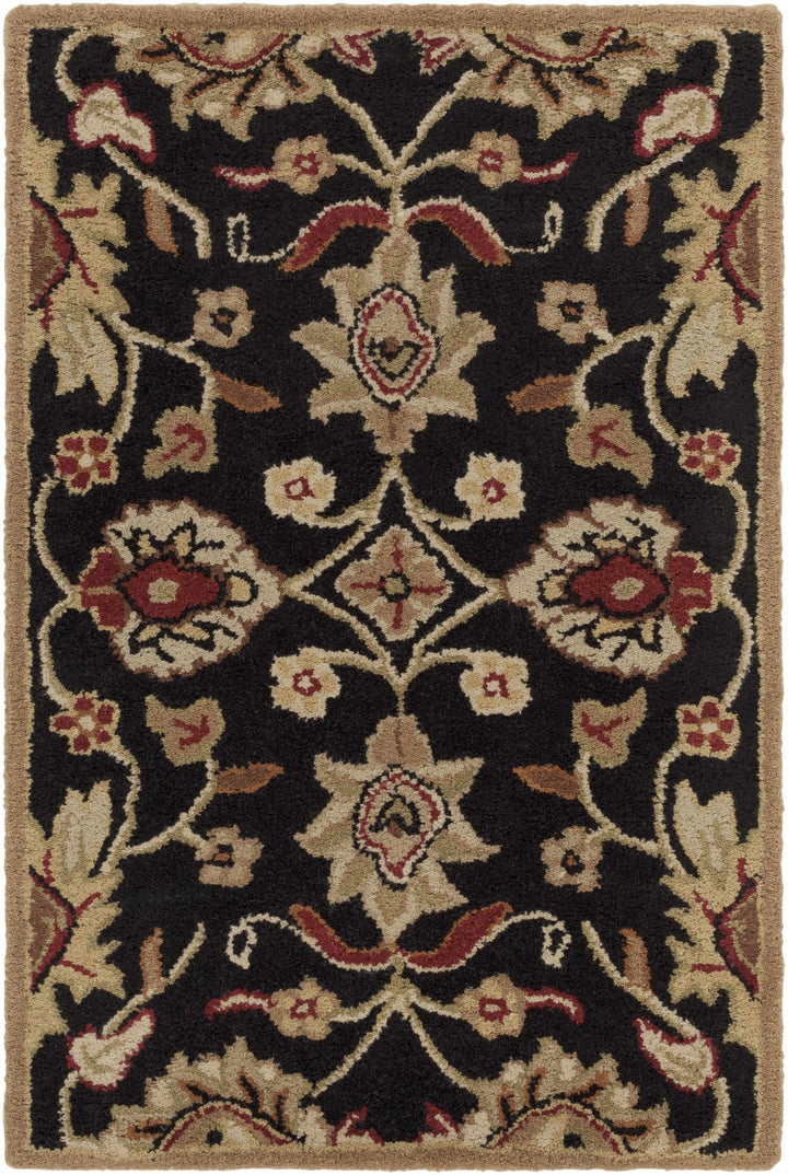 Hand Tufted Black And Beige Traditional Style Wool Rug - The Rug Decor