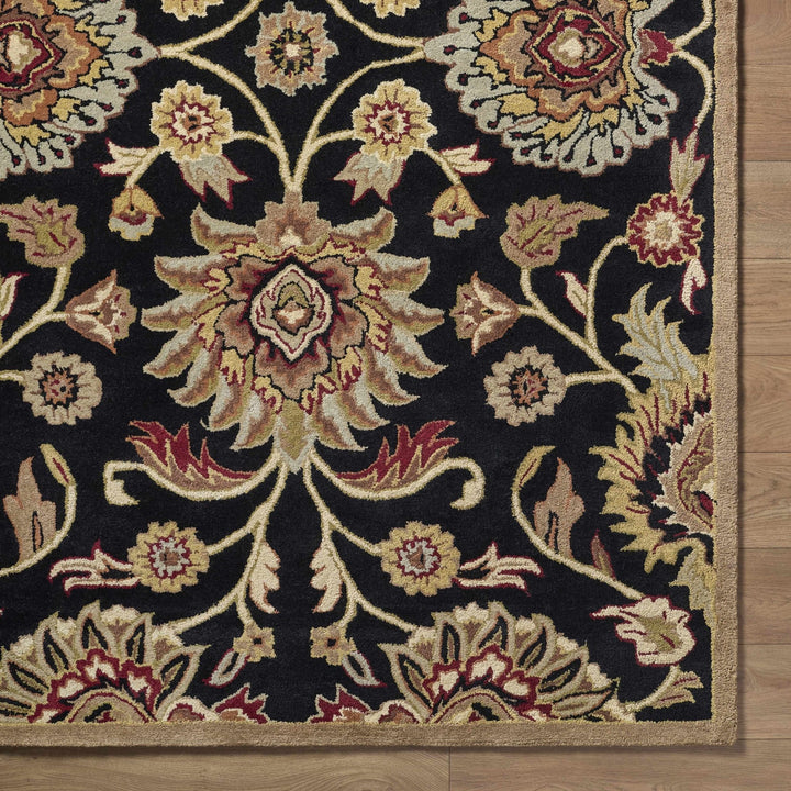 Hand Tufted Black And Beige Traditional Style Wool Rug - The Rug Decor