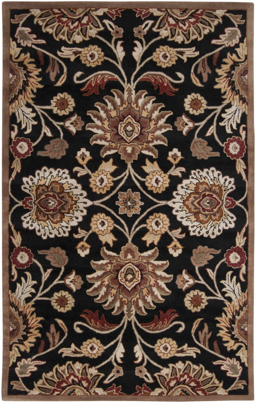 Hand Tufted Black And Beige Traditional Style Wool Rug - The Rug Decor