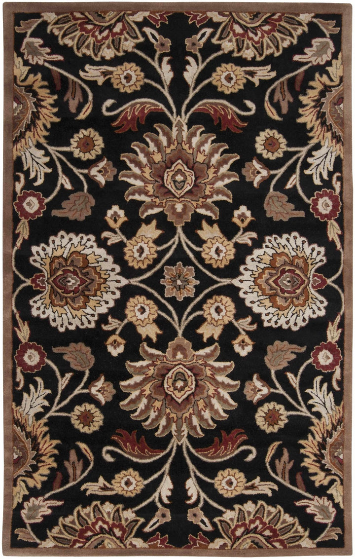 Hand Tufted Black And Beige Traditional Style Wool Rug - The Rug Decor