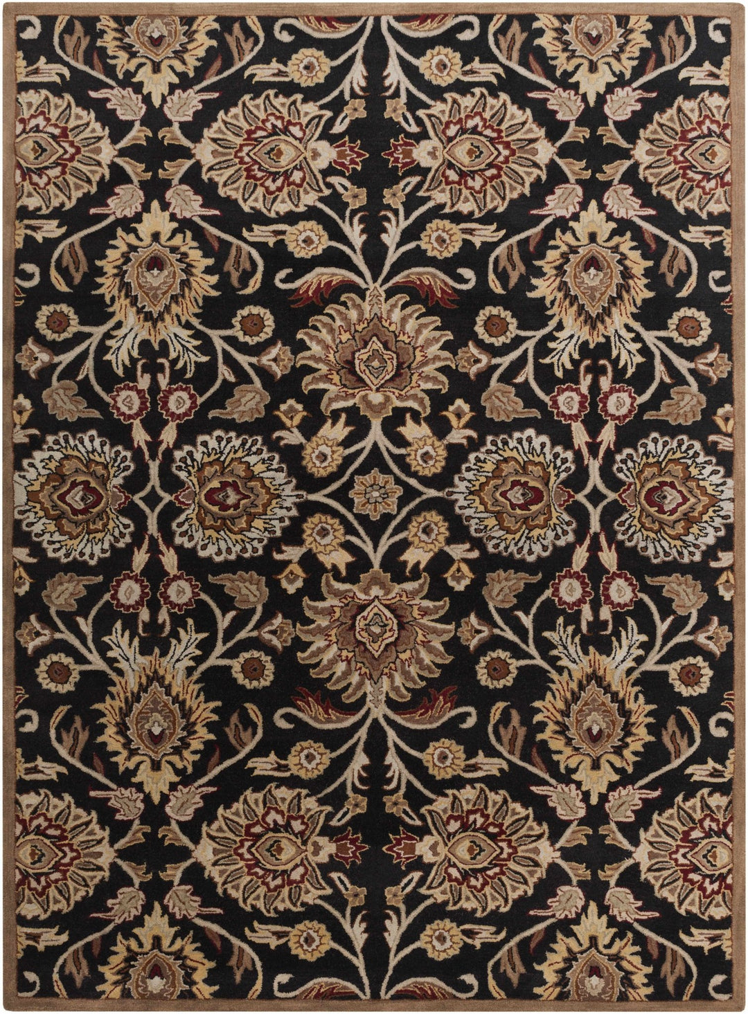 Hand Tufted Black And Beige Traditional Style Wool Rug - The Rug Decor