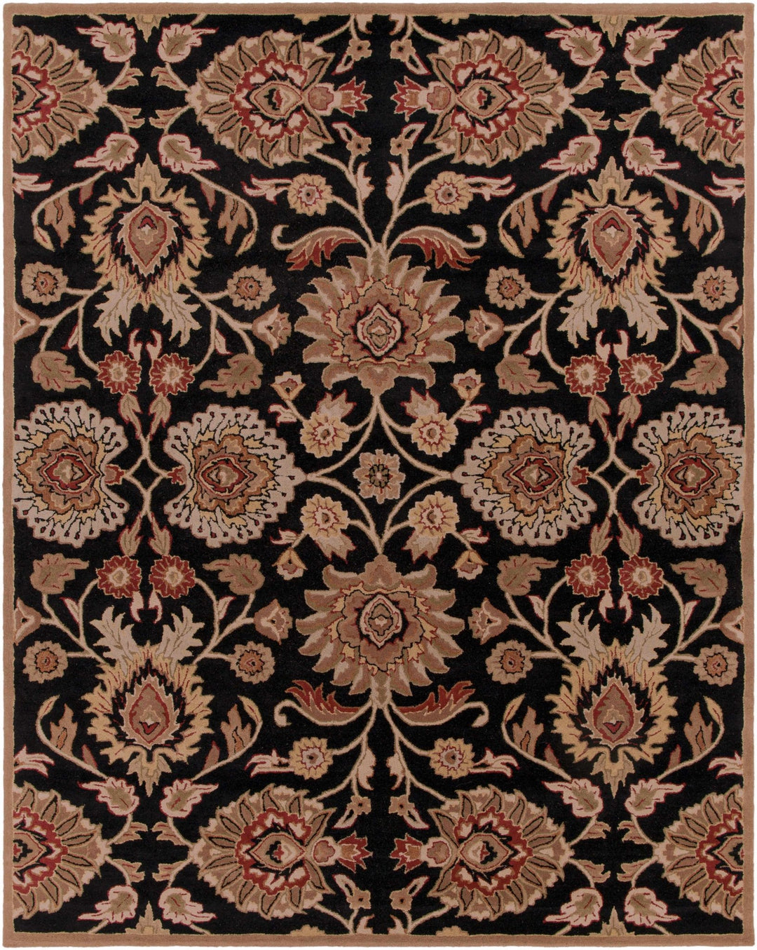 Hand Tufted Black And Beige Traditional Style Wool Rug - The Rug Decor