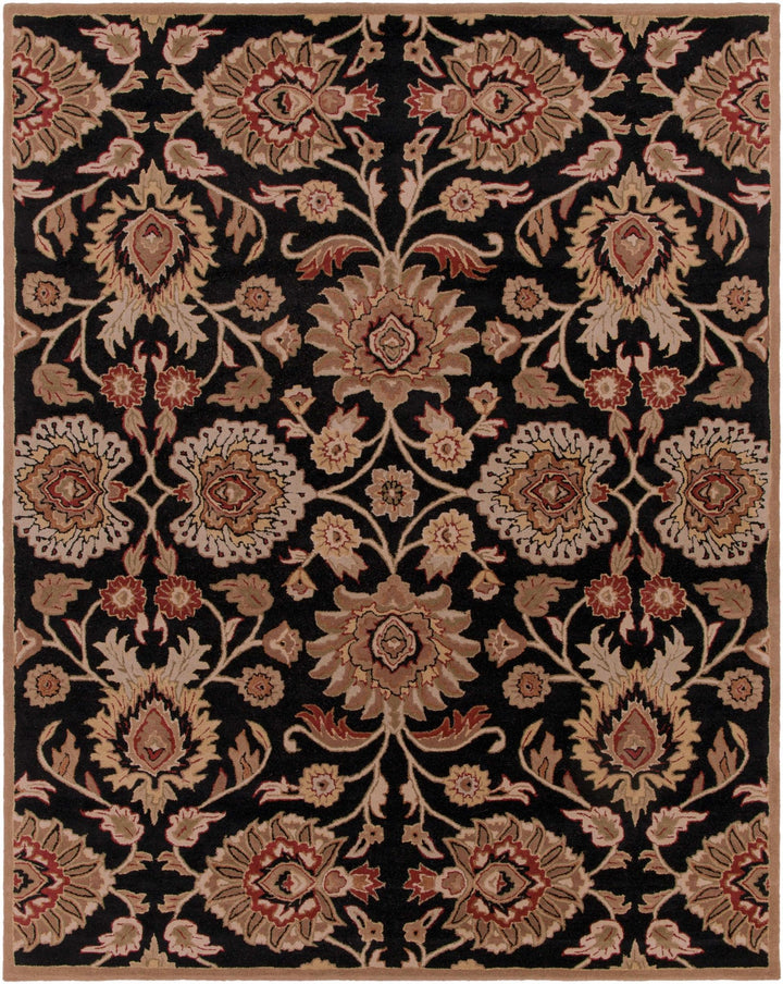 Hand Tufted Black And Beige Traditional Style Wool Rug - The Rug Decor