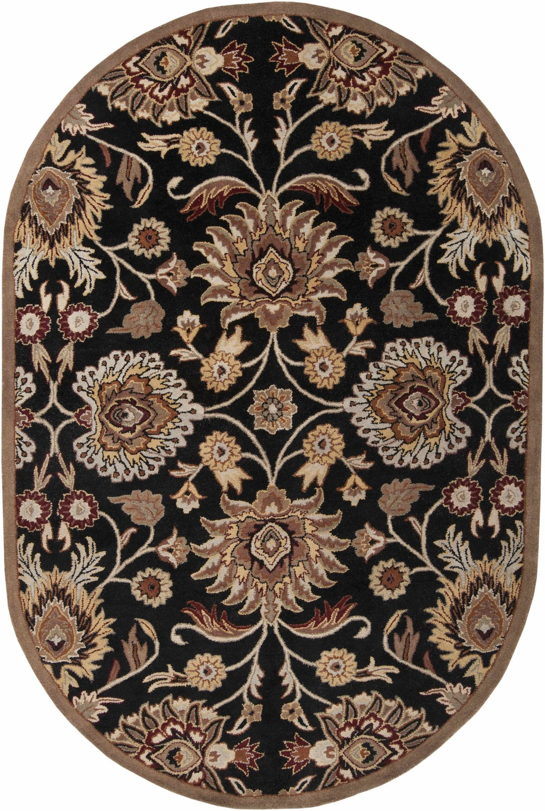 Hand Tufted Black And Beige Traditional Style Wool Rug - The Rug Decor