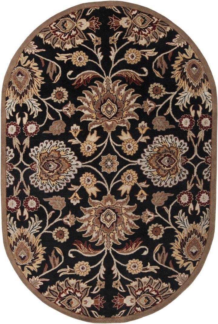 Hand Tufted Black And Beige Traditional Style Wool Rug - The Rug Decor