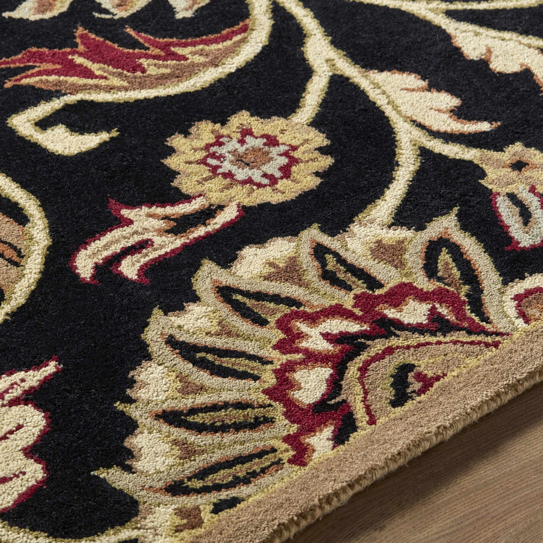 Hand Tufted Black And Beige Traditional Style Wool Rug - The Rug Decor