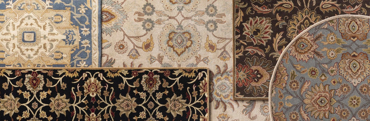 Hand Tufted Black And Beige Traditional Style Wool Rug - The Rug Decor