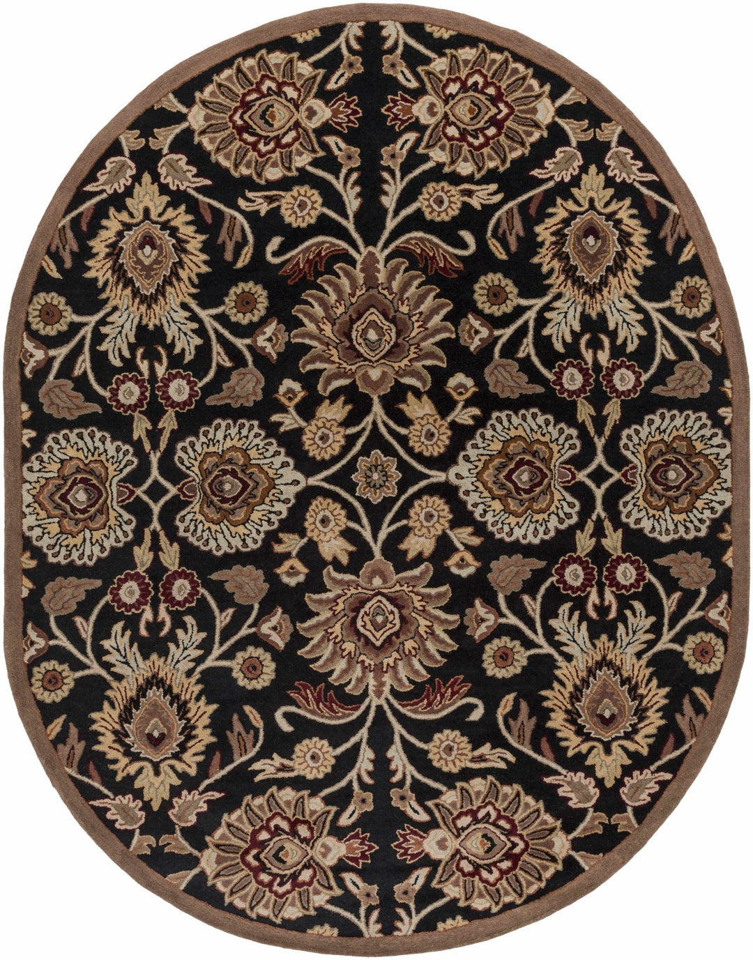 Hand Tufted Black And Beige Traditional Style Wool Rug - The Rug Decor
