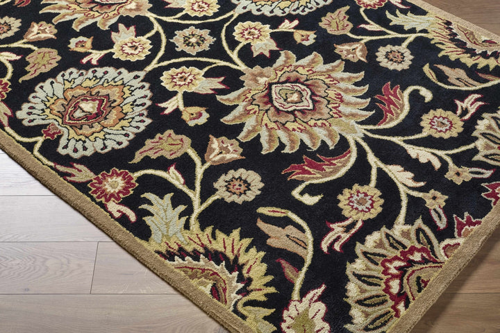 Hand Tufted Black And Beige Traditional Style Wool Rug - The Rug Decor