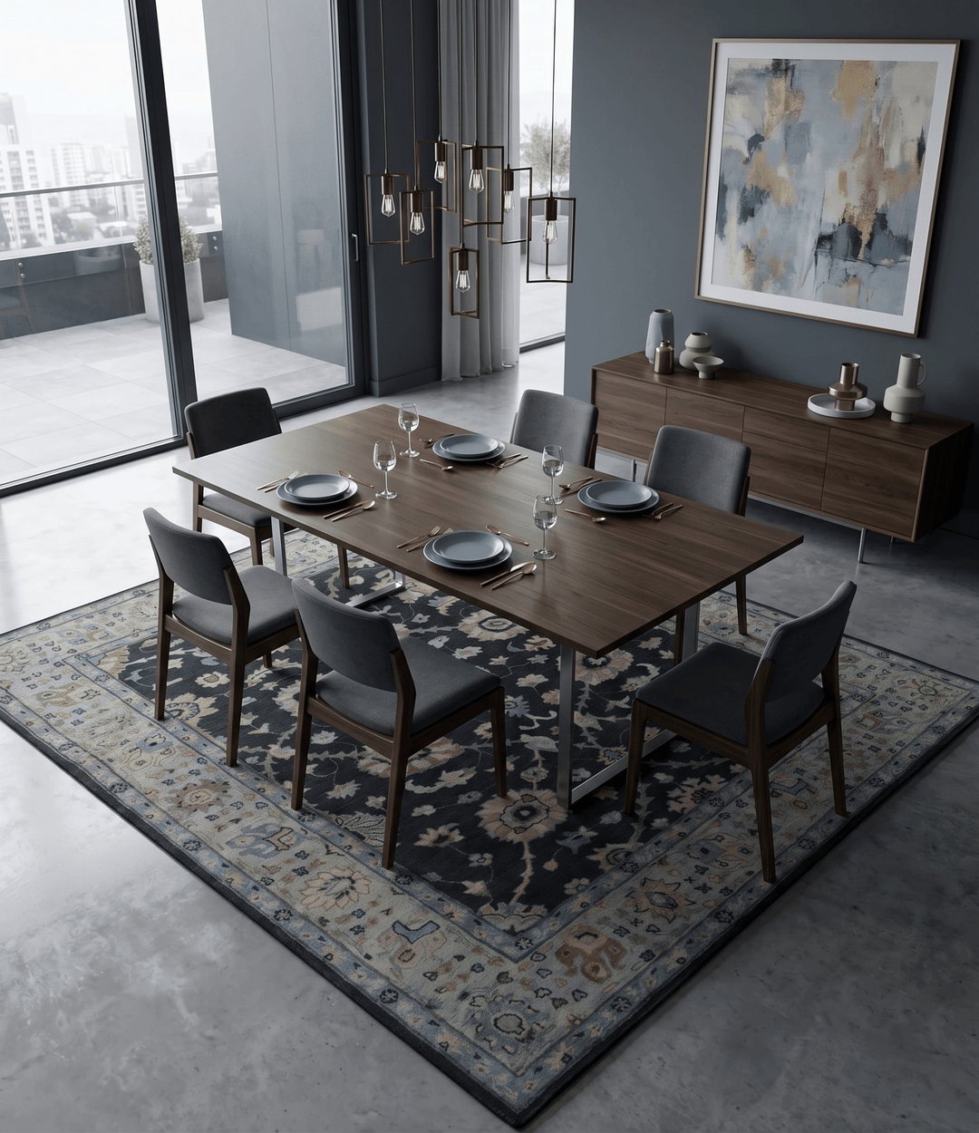 Hand Tufted Black and Silver Modern Turkish Oushak Multi size wool Area Rug, Kids, Living Room and Bedroom Rug - The Rug Decor