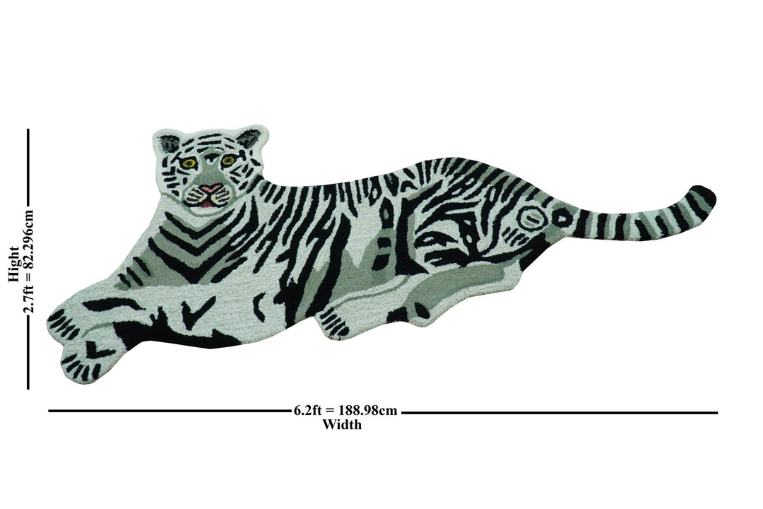 Hand Tufted Black And White Animal Tiger 2x6 Wool Area Rug - The Rug Decor