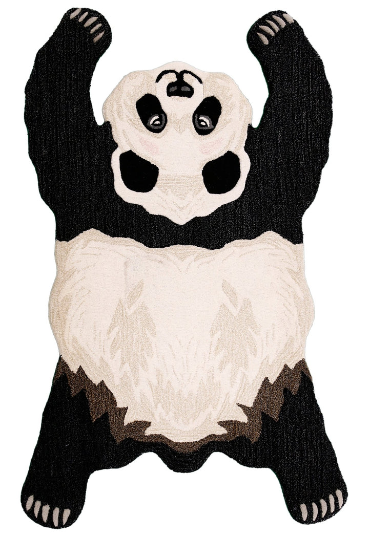 Hand Tufted Black Animal Panda 3x5 Wool Area Rug - The Rug Decor