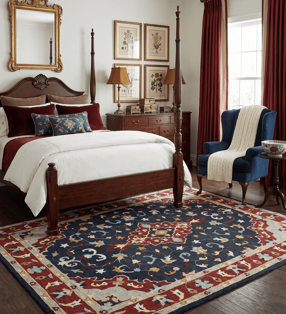 Hand Tufted Black, Rust and Beige Persian Style Wool Area Rug - The Rug Decor