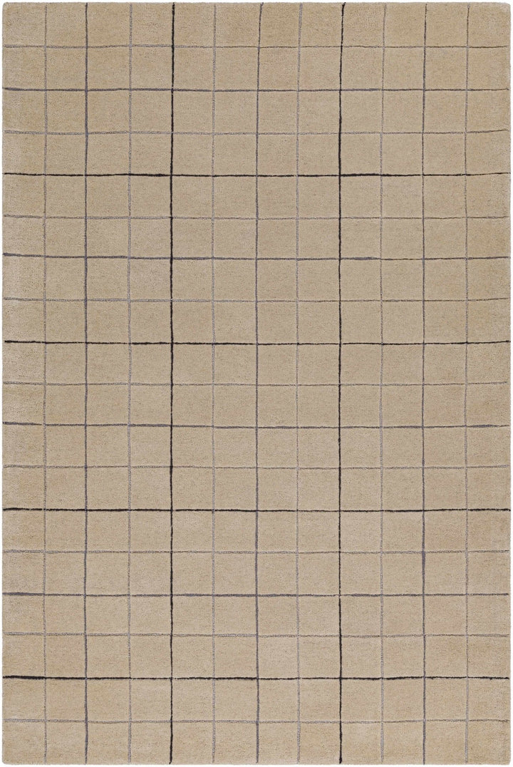 Hand Tufted Contemporary Pattern Tan And Black Wool Area Rug - The Rug Decor