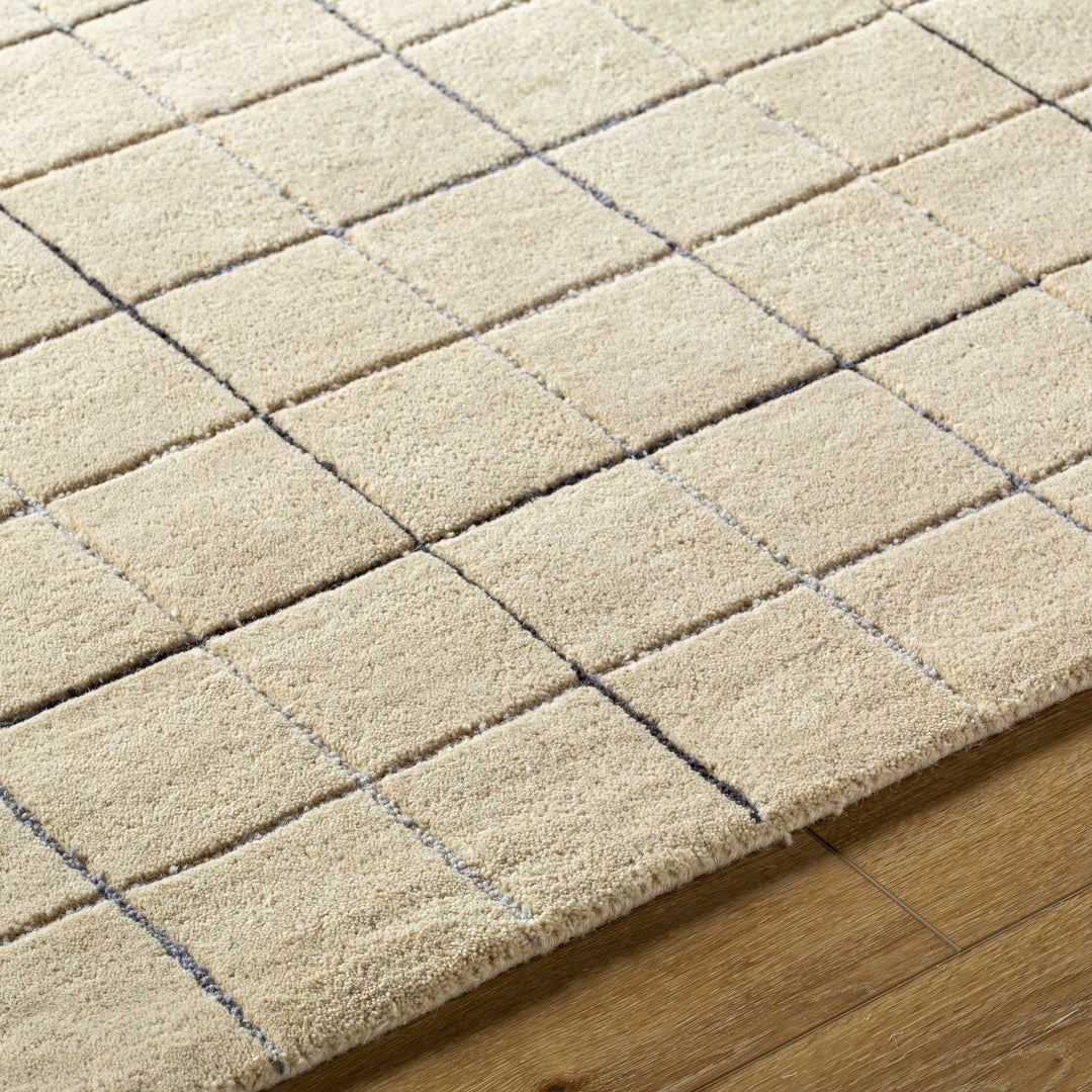 Hand Tufted Contemporary Pattern Tan And Black Wool Area Rug - The Rug Decor