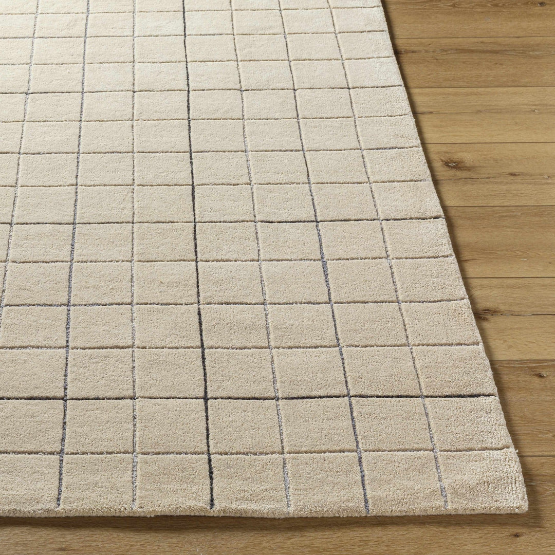 Hand Tufted Contemporary Pattern Tan And Black Wool Area Rug - The Rug Decor