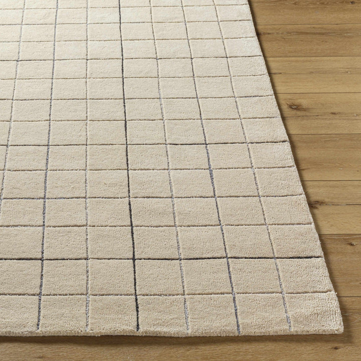 Hand Tufted Contemporary Pattern Tan And Black Wool Area Rug - The Rug Decor